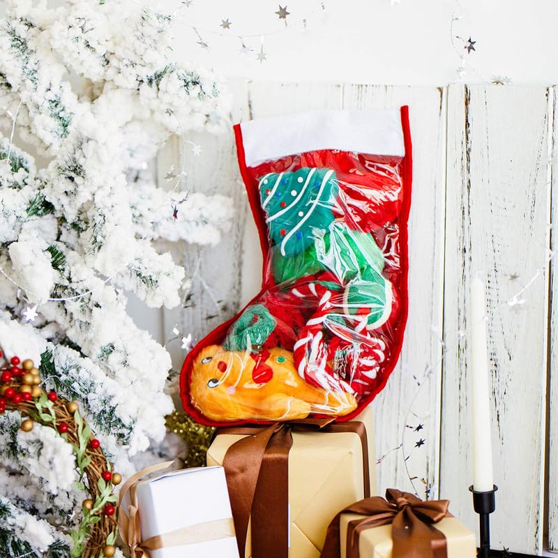 Highland Farms Select Christmas Dog Stocking Gifts Set - Festive Puppy Stocking Variety Pack with Squeaky Toy, Cotton Knotted Rope Toy - 5 Packs - Image 3